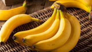 Ripe banana on a wooden table